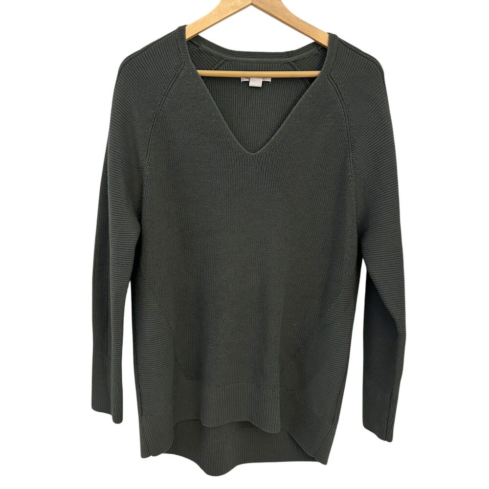 Athleta Women's Dark Grey Polyester + Merino Wool V-Neck Tunic Sweater Size M